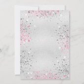 誕生日パーティー銀ピンクグリッターバルーン女の子 招待状 (裏面)