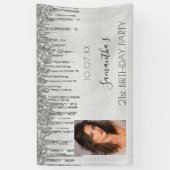 誕生日パーティー銀写真グリッターモノグラム 横断幕 (縦)