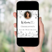 誕生日パーティー銀星写真ダイヤモンド歓迎 ポスター