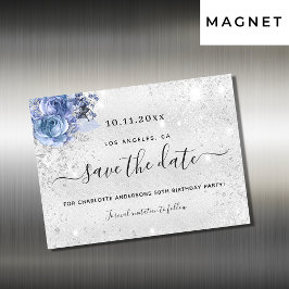 誕生日パーティー銀色は日付の磁石を保存