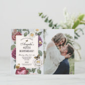 誕生日パーティー開花蝶フローラ写真 招待状 (スタンド正面)