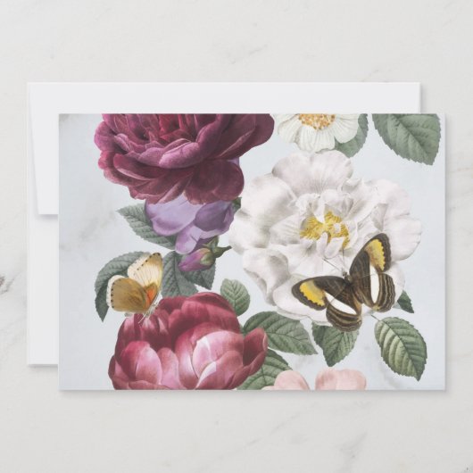 誕生日パーティー開花蝶フローラ写真 招待状 (裏面)