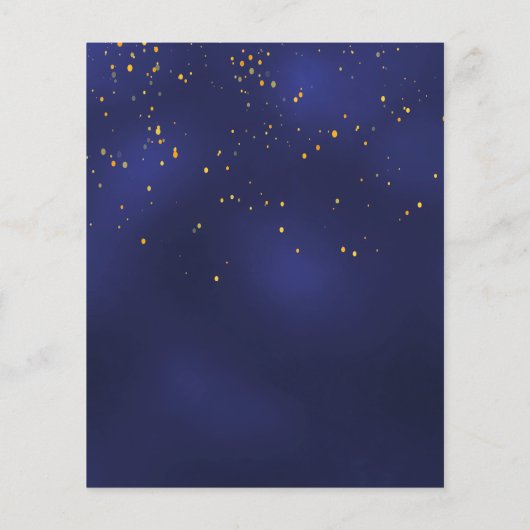 誕生日パーティー青い金ゴールドメンズ予算の招待 チラシ (裏面)