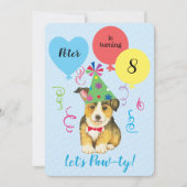 誕生日パーティー風船ペンブロークウェルシュコーギー 招待状 (正面)
