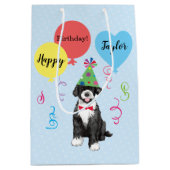 誕生日パーティー風船ポルトガルの水犬 ミディアムペーパーバッグ (正面)