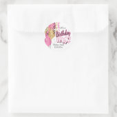 誕生日パーティー風船 – ピンククラシック色 ラウンドシール (バッグ)