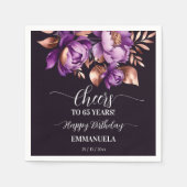 誕生日パーティー食器パープルピーニーテンプレート スタンダードカクテルナプキン (正面)