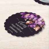 誕生日パーティー食器パープルピーニーテンプレート ペーパーコースター (アングル)