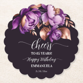 誕生日パーティー食器パープルピーニーテンプレート ペーパーコースター