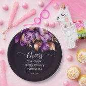 誕生日パーティー食器パープルピーニーテンプレート ペーパープレート (パーティー)