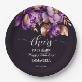 誕生日パーティー食器パープルピーニーテンプレート ペーパープレート (正面)