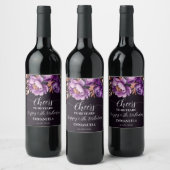 誕生日パーティー食器パープルピーニーテンプレート ワインラベル (ボトル)