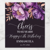 誕生日パーティー食器パープルピーニーテンプレート ワインラベル (シングルラベル)