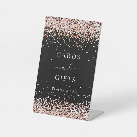 誕生日パーティー黒いバラ金ゴールドカードギフト 台座サイン (正面)