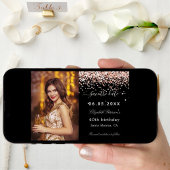 誕生日パーティー黒いバラ金ゴールドキラキラ写真 セーブザデート