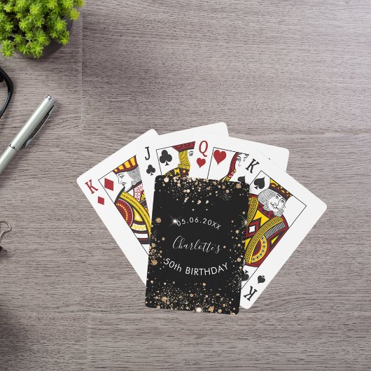 誕生日パーティー黒い金ゴールドグリッターダスト名 トランプ