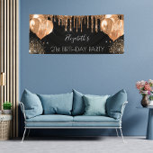 誕生日パーティー黒い金ゴールドグリッタードライブ名 横断幕