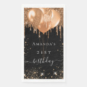 誕生日パーティー黒い金ゴールドグリッターバルーン名 (正面)