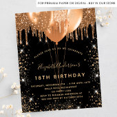 誕生日パーティー黒い金ゴールドグリッター予算 チラシ
