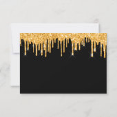 誕生日パーティー黒い金ゴールドグリッター保存日付 セーブザデート (裏面)