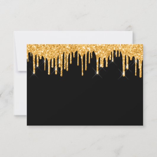誕生日パーティー黒い金ゴールドグリッター保存日付 セーブザデート (裏面)