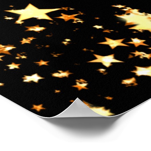 誕生日パーティー黒い金ゴールドスター歓迎 ポスター (角)