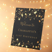 誕生日パーティー黒い金ゴールドスター歓迎 台座サイン