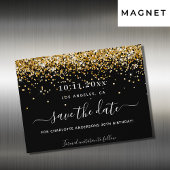 誕生日パーティー黒い金ゴールド日付磁石を保存 マグネット招待状