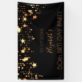 誕生日パーティー黒い金ゴールド星 横断幕 (縦)