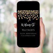 誕生日パーティー黒い金ゴールド紙吹雪歓迎 ポスター