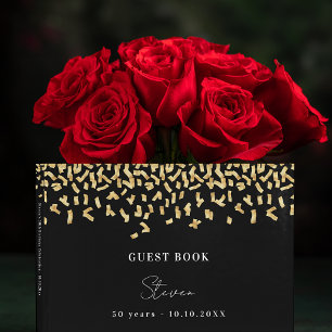 誕生日パーティー黒い金ゴールド紙吹雪 ゲストブック