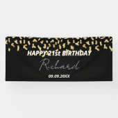 誕生日パーティー黒い金ゴールド紙吹雪 横断幕 (横)