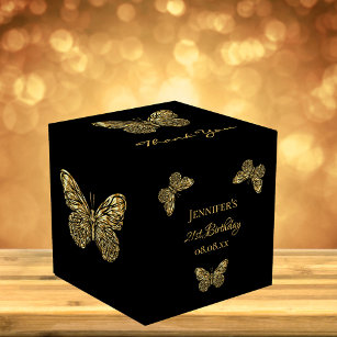 誕生日パーティー黒い金ゴールド蝶の名前 フェイバーボックス