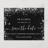 誕生日パーティー黒い銀の予算は日付を保存 チラシ (正面)