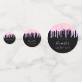 誕生日パーティー黒レインボーグリッターフォトピンク コンフェッティ (正面)