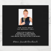 誕生日パーティー黒写真おもしろい事実伝記 スパークリングワインラベル (シングルラベル)