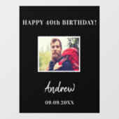 誕生日パーティー黒写真名ガイ ウィンドウサイン (シート)