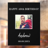 誕生日パーティー黒写真名ガイ ウィンドウサイン (シート2)