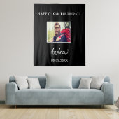 誕生日パーティー黒写真名ガイ タペストリー