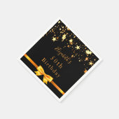 誕生日パーティー黒金ゴールドスターモダンモノグラム スタンダードカクテルナプキン (角)