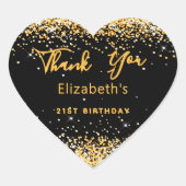 誕生日パーティー黒金ゴールド名ありがとう ハートシール (正面)