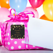 誕生日パーティー黒金ゴールド星モダン名 スクエアシール