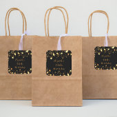 誕生日パーティー黒金ゴールド星モダン名 スクエアシール