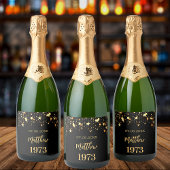 誕生日パーティー黒金ゴールド星年生まれ スパークリングワインラベル