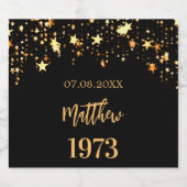 誕生日パーティー黒金ゴールド星年生まれ スパークリングワインラベル (シングルラベル)