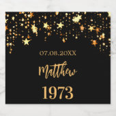 誕生日パーティー黒金ゴールド星年生まれ ビールラベル (シングルラベル)