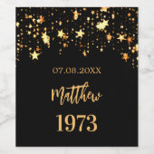 誕生日パーティー黒金ゴールド星年生まれ ワインラベル (シングルラベル)