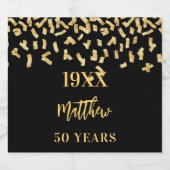 誕生日パーティー黒金ゴールド紙吹雪名years リキュールボトルラベル (シングルラベル)