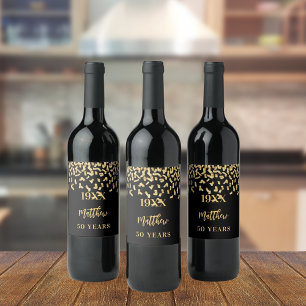 誕生日パーティー黒金ゴールド紙吹雪名years ワインラベル