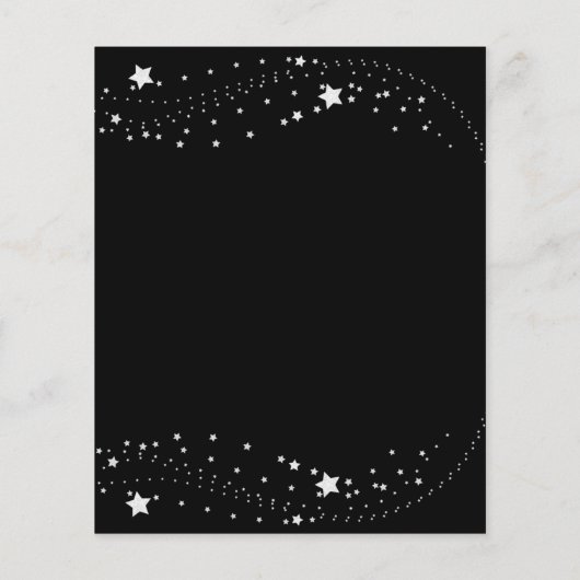 誕生日パーティー黒銀の星の予算エレガント額 チラシ (裏面)